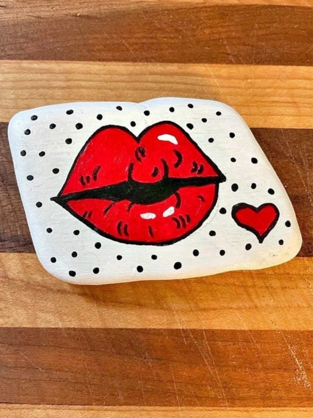 White & Red Polka Dot Rock Decor